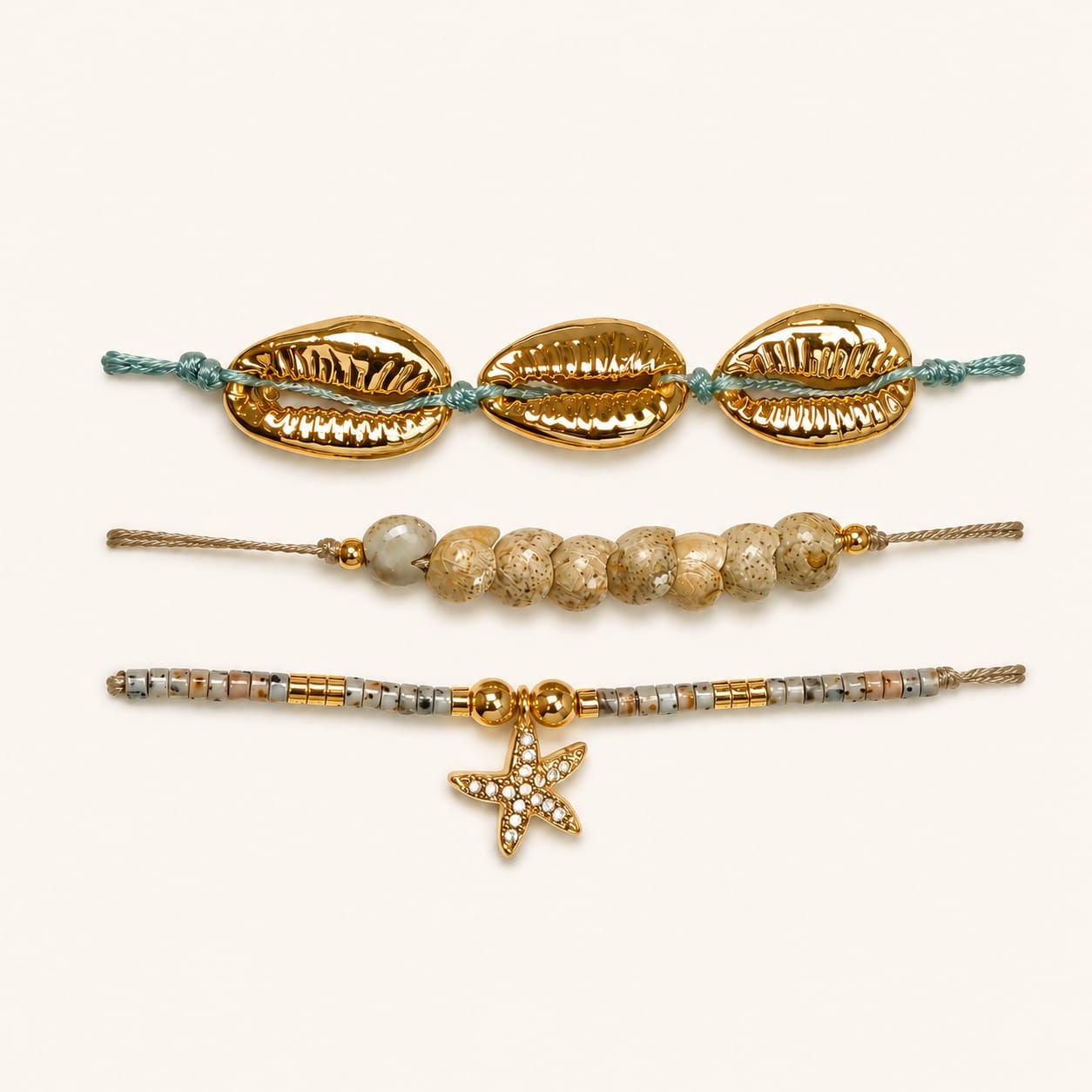 Amwaj Bracelet Set — Gold tone