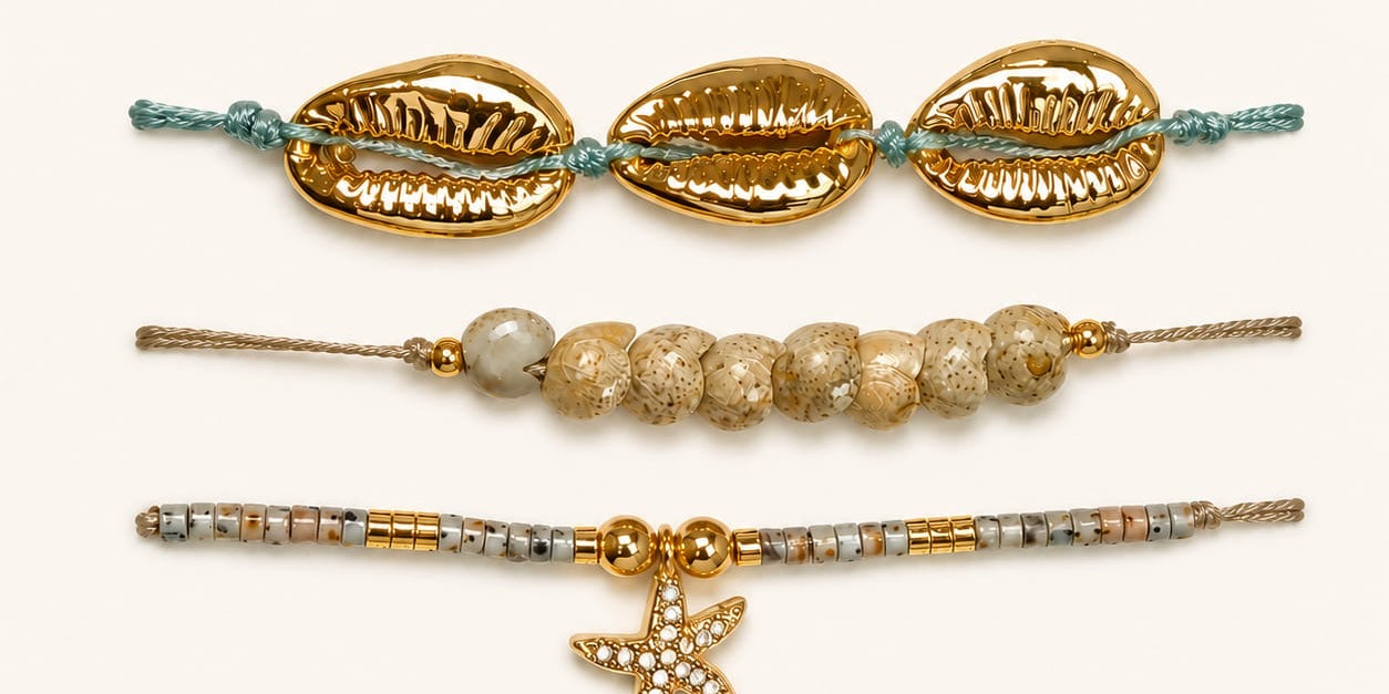 Amwaj Bracelet Set — Gold tone